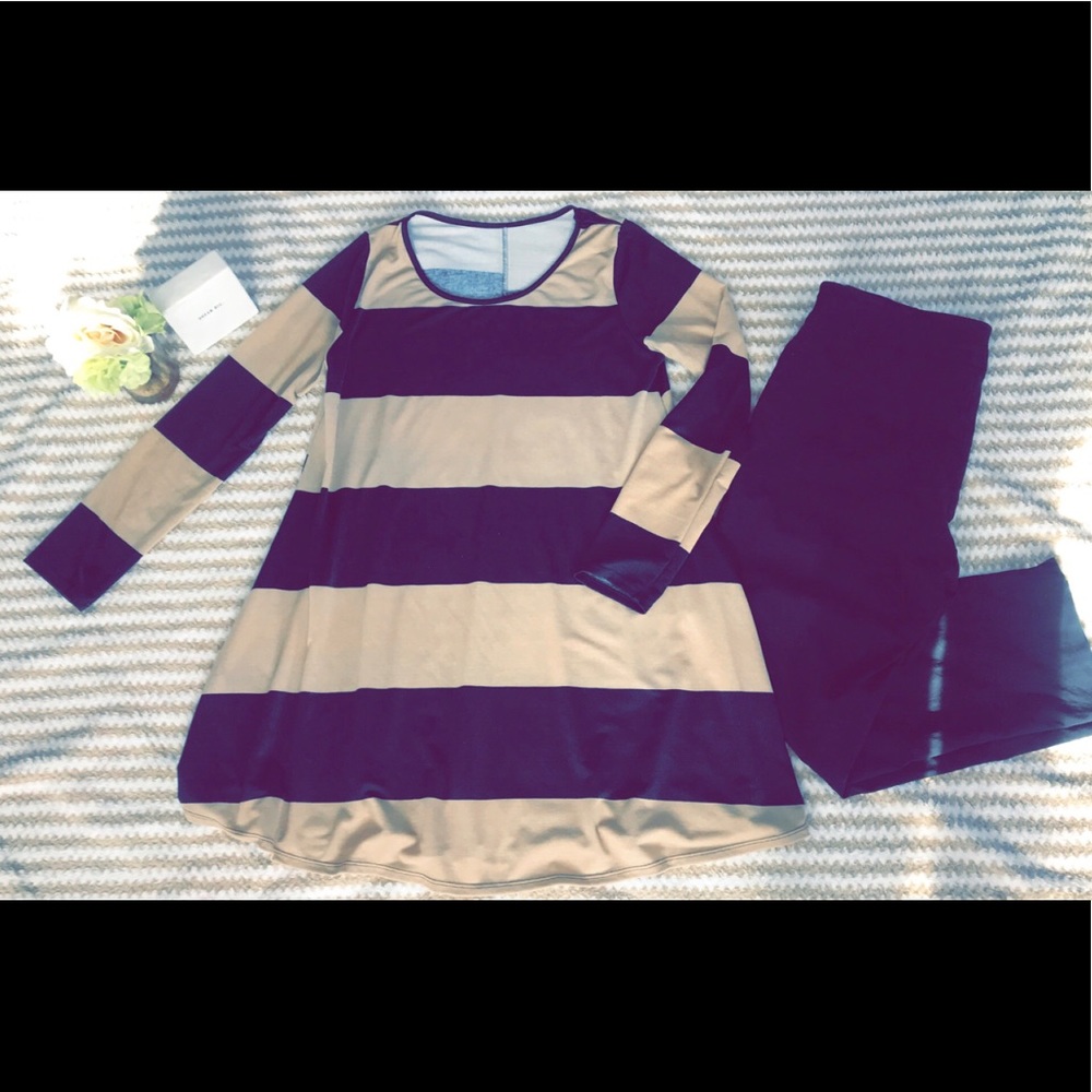 Black and Brown Striped long shirt/dress